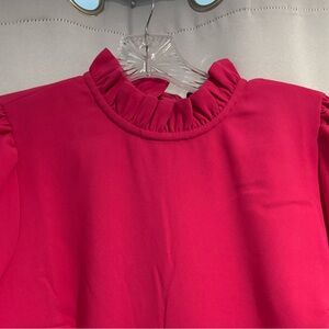NWT - J. Crew Pink Ruffle Neck Top